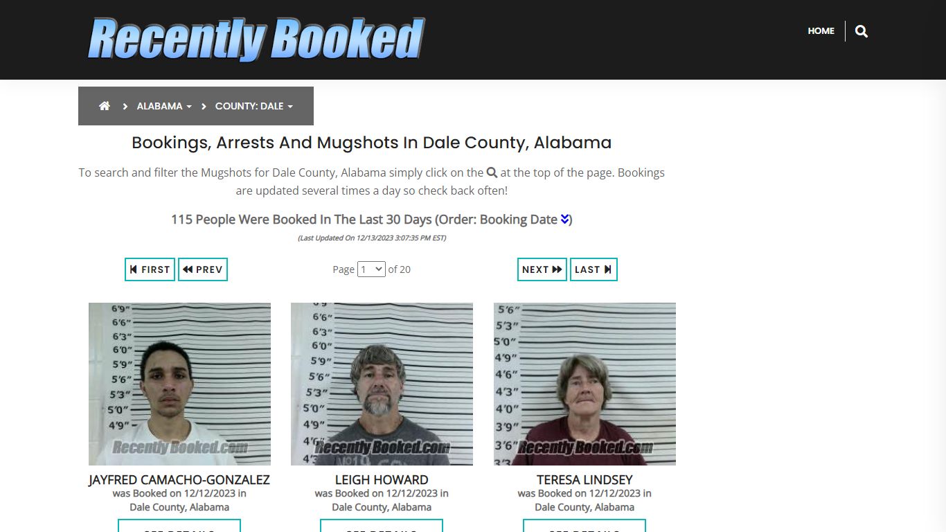Recent bookings, Arrests, Mugshots in Dale County, Alabama