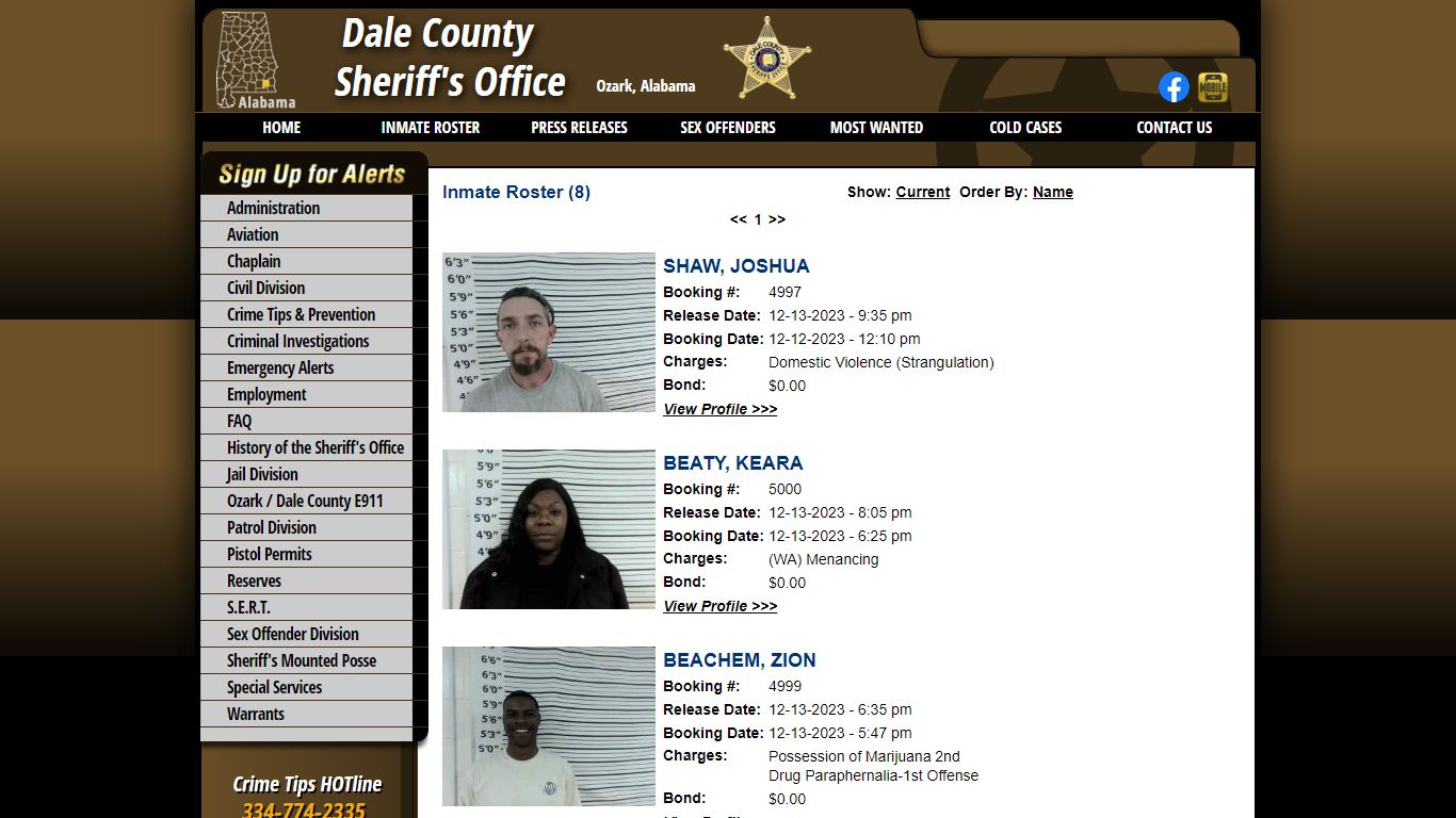 Inmate Roster - Released Inmates Booking Date Descending - Dale County ...